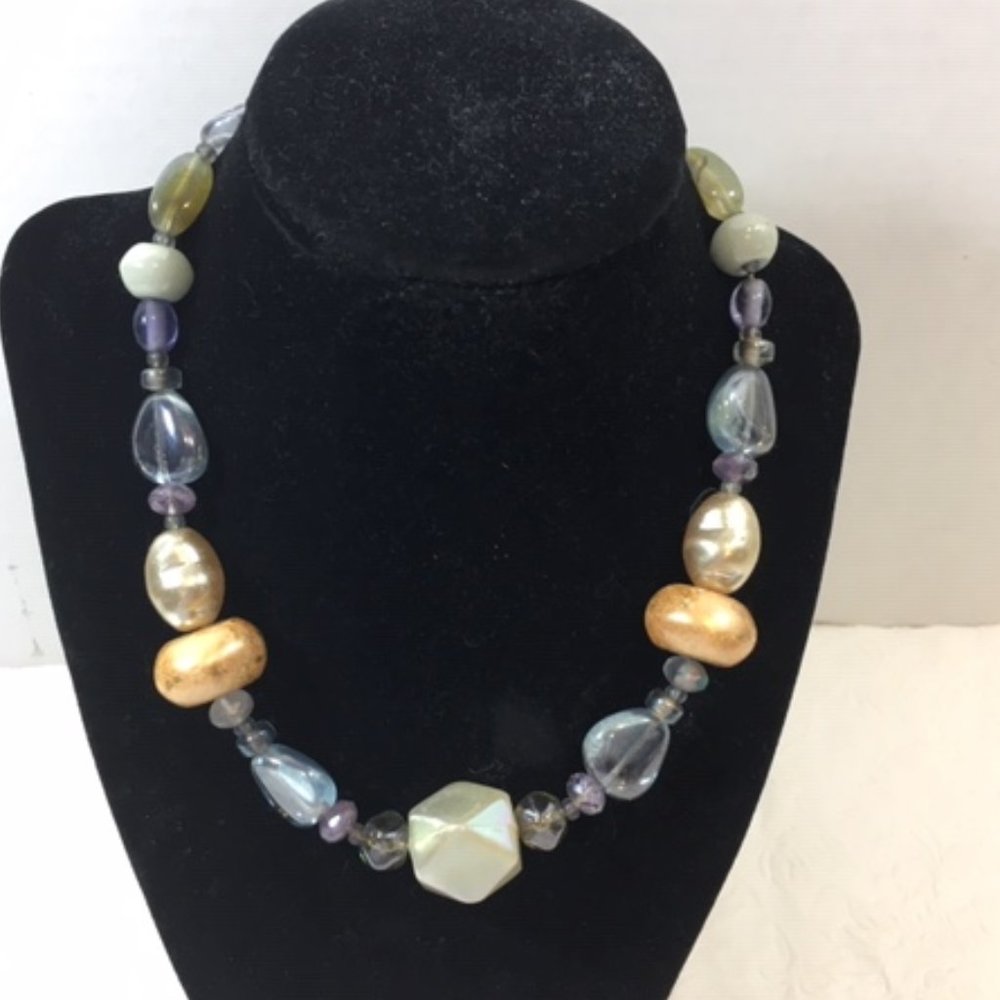 Original Teresa Goodall Multi Beaded BOHO Necklace Handmade Vtg 16"